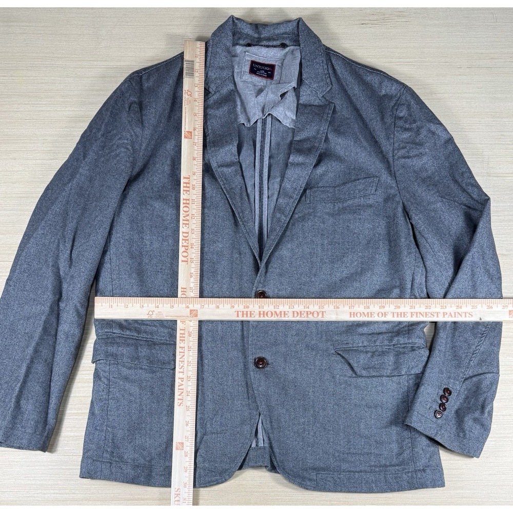 UNTUCKit Blazer Suit Jacket Blazer Double‎ Vented Men's 46R Herringbone Gray - Picture 5 of 5